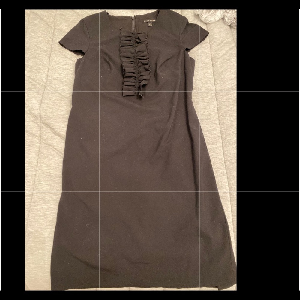 Black straight dress with ruffles